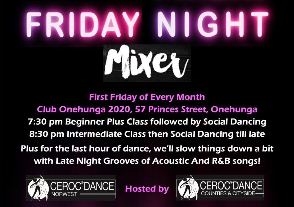 Friday Night Mixer Classes & Extended Social Dancing @ Club Onehunga 2020